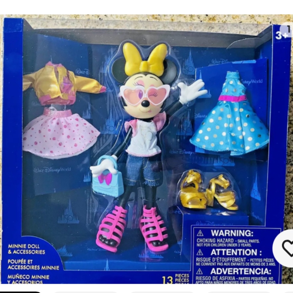 Disney Parks MINNIE MOUSE Doll Toy With Accessories Set WDW 50th Anniversary NWT